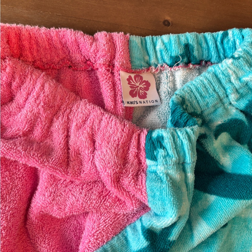 Mermaid Print Kids Towel Pants - Pink and Blue Sz XL - Picture 5 of 6